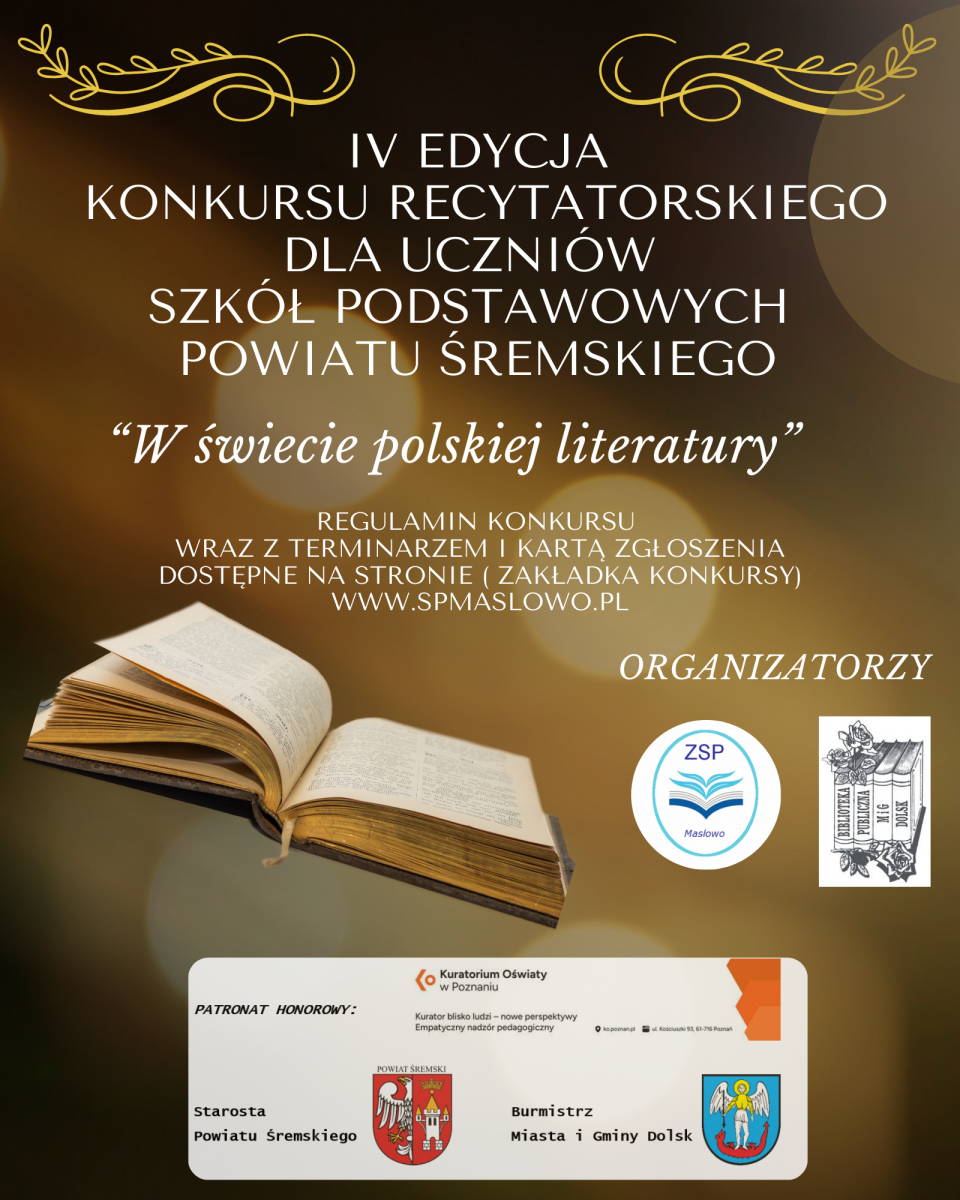 IV Powiatowy Konkurs Recytatorski dla Uczniów Szkół Podstawowych - plakat