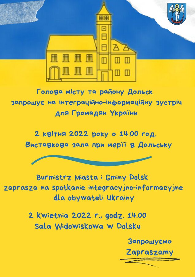Spotkanie integracyjno-informacyjne dla obywateli Ukrainy - plakat