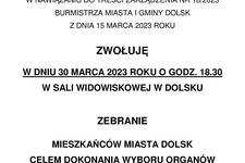 Ogłoszenie o zebraniu mieszkańców miasta Dolsk