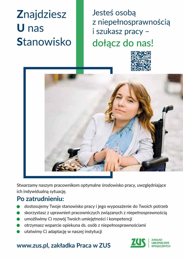 Jesteś osobą z niepełnosprawnością i szukasz pracy? - plakat